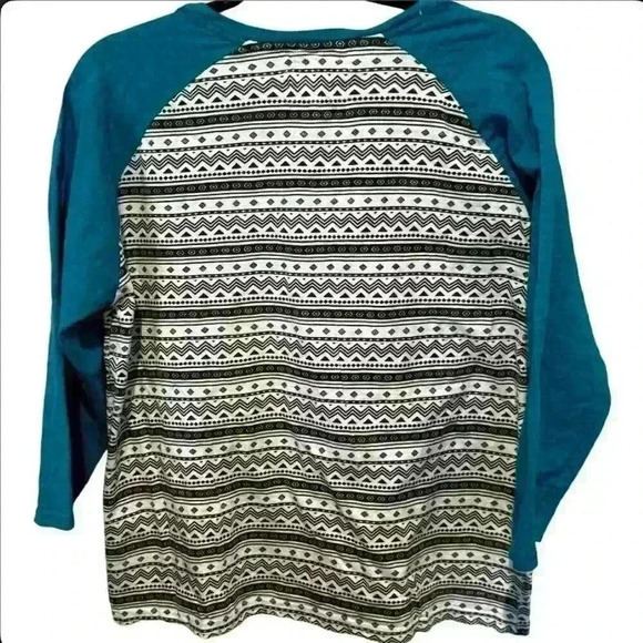 Free Planet Unisex Geometric Raglan Sleeve T-Shirt Multicolor Size Large - Picture 3 of 7